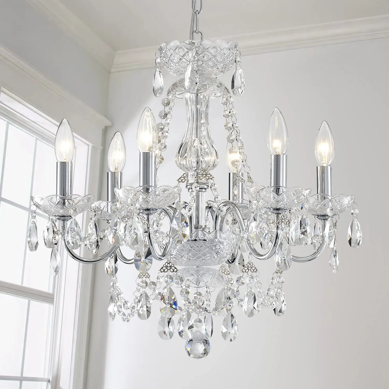 Crystal Chandeliers Light Fixture Mid-Century Style Chandelier Ceiling For Living Dining Room Bedroom Kitchen Indoor Lights