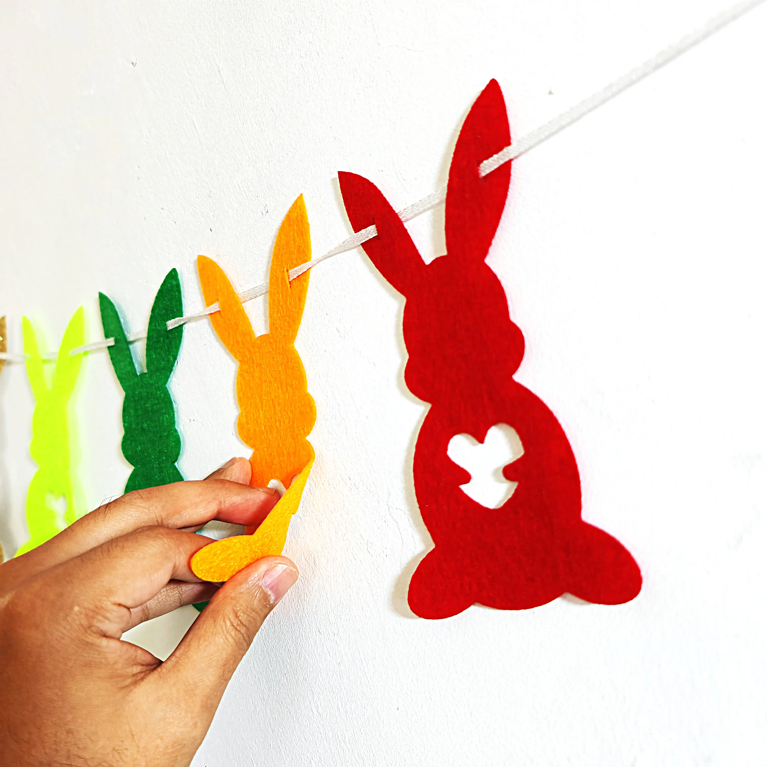 Easter Day Rabbit Banner Glitter Felt Decorations, Supplies for Home, Goal Team Decor, Room, Children, Kids Swallowtail Flag