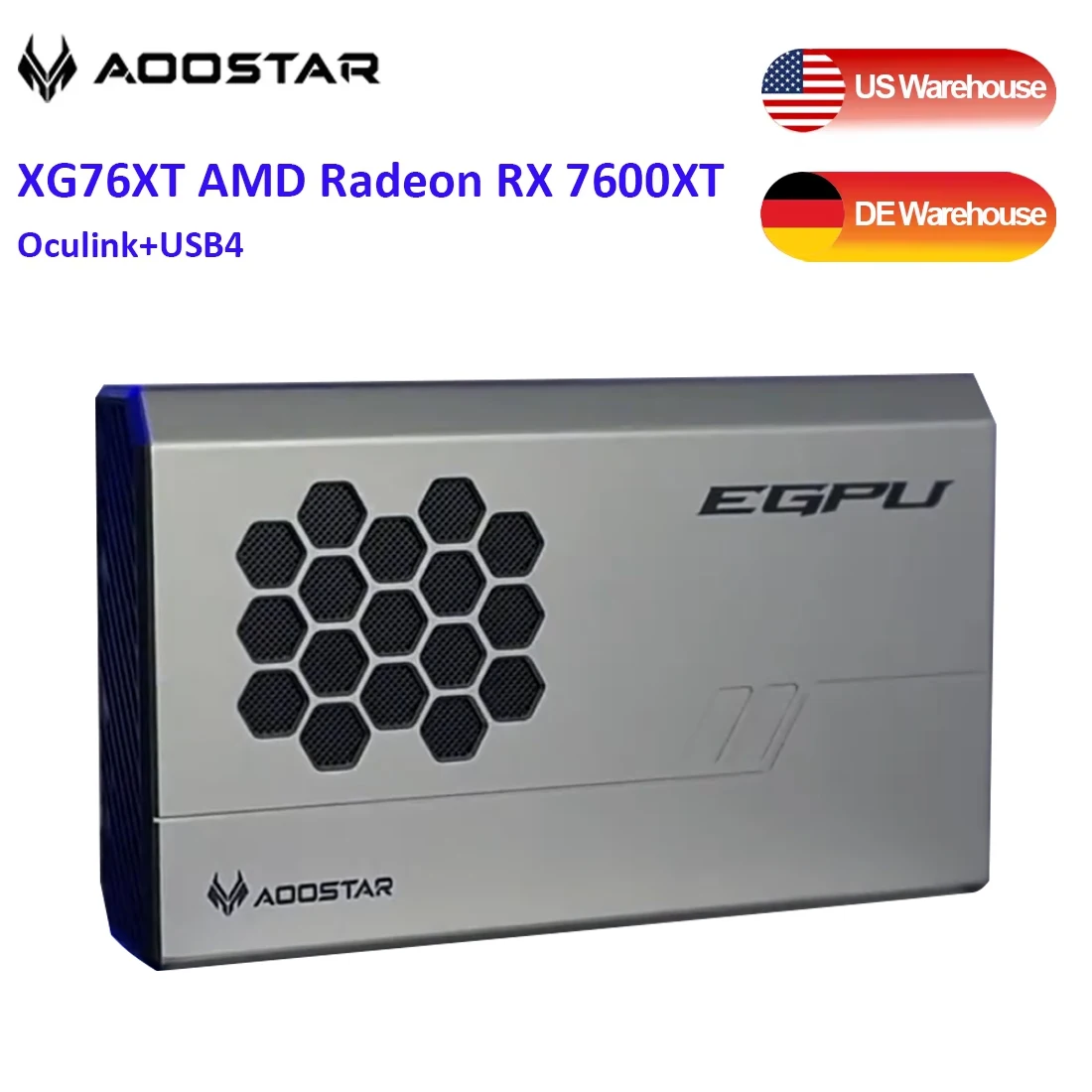 

Док-станция для графического процессора Aoostar XG76XT RX 7600 XT 8 ГБ GDDR6, видеокарта USB4/OCuLink, двойной интерфейс, 150 Вт, полная мощность для ноутбука, игрового мини-ПК