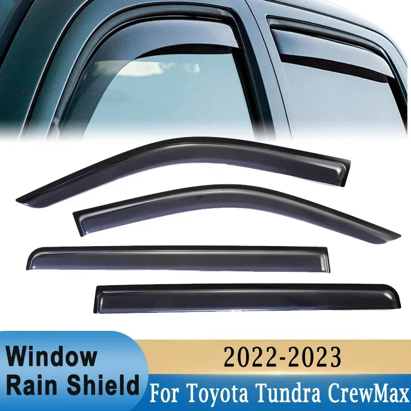 

Side Window Rain Awnings Shelters Deflector Windowsheild Wind Sun Visor Ventilation Guard for Toyota Tundra CrewMax 2022 2023