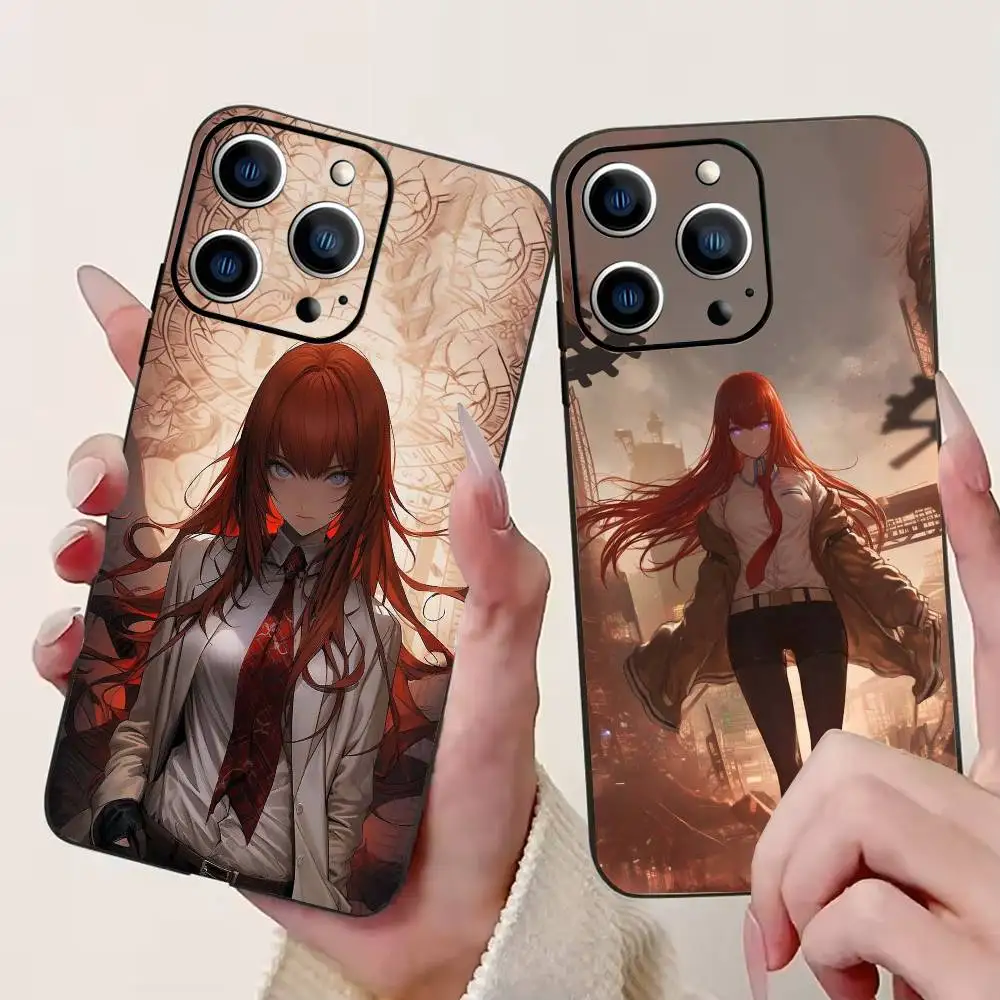 

Makise Kurisu Phone Case For iPhone 17,16,15,14,13,12,11 Plus,Pro Max,XS,Soft Silicone Black Cover