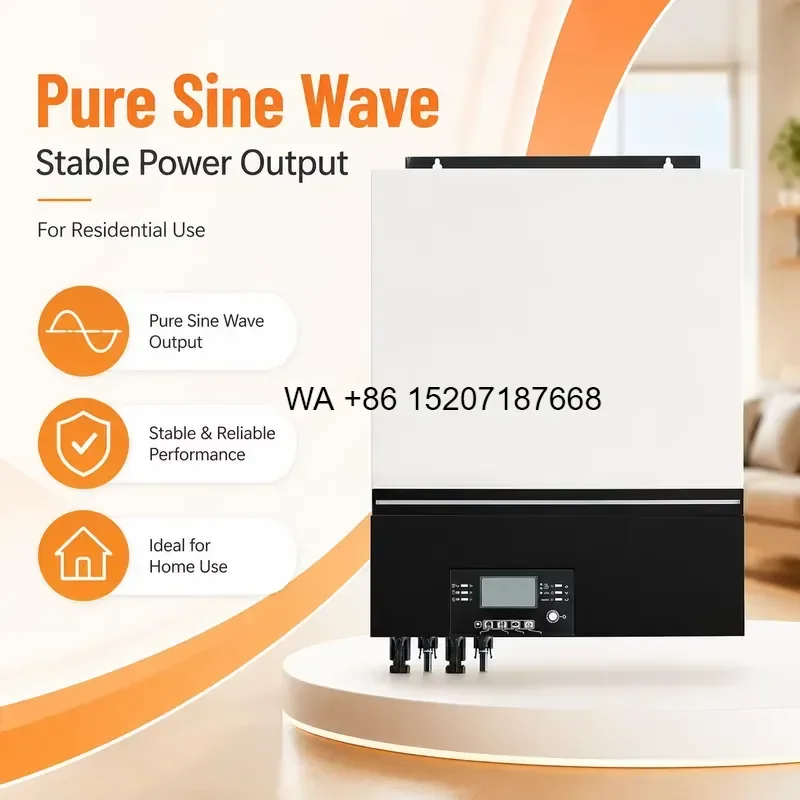 Wmwmnu 11kW Pure Sine Wave Hybrid Solar Inverter Off Grid MPPT WiFi System for Residential Home Energy Backup Power Supply