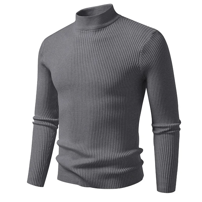 

New Autumn and Winter Sweater for Men's Fashionable Striped Half-turtleneck Sweater Base Pullover Sweater