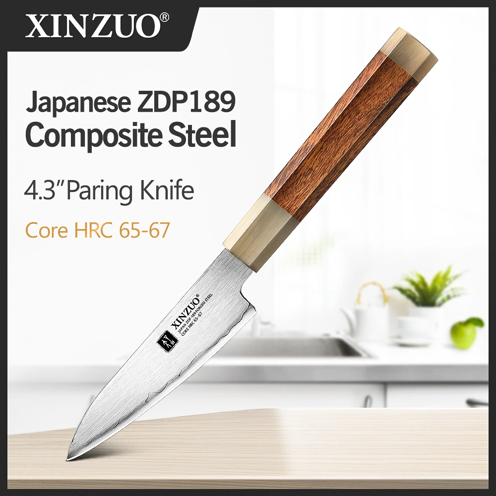 XINZUO 4.3'' inch Paring Petty Knife Japanese ZDP-189 Power Steel Stainless Steel Kitchen Knives Sharp Fruit Paring Meat Cutter