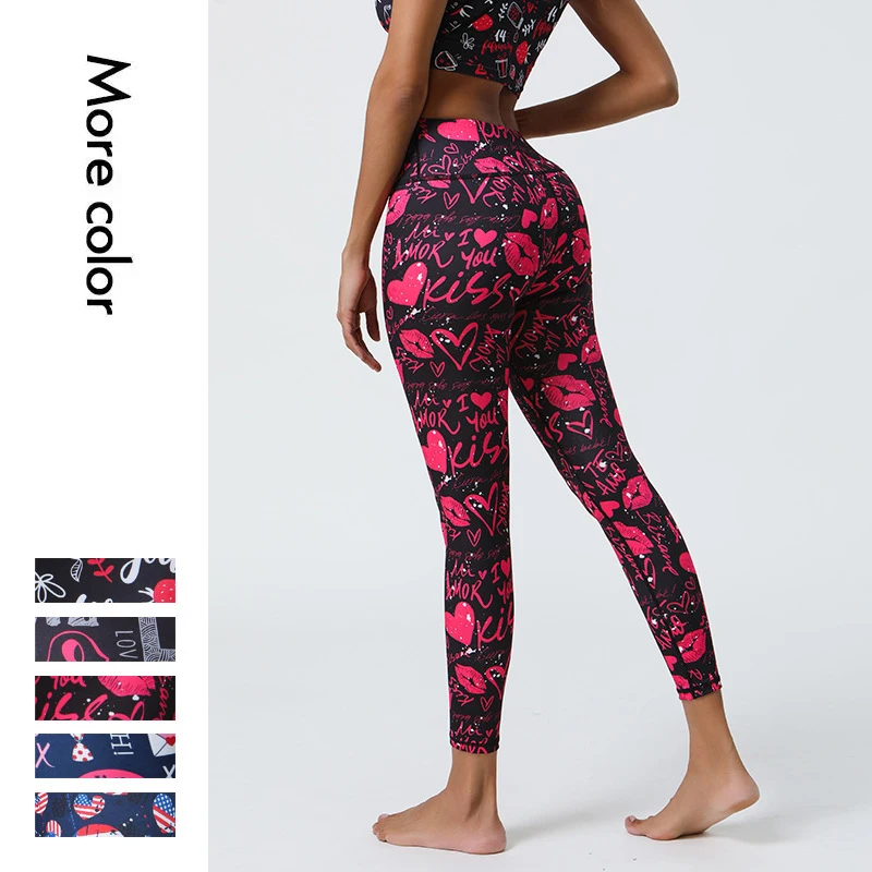 

Women's High Waisted Yoga Pants Naked Sensation Print Leggings for Fitness Gym Workout Running Sports Tights Pilates Activewear