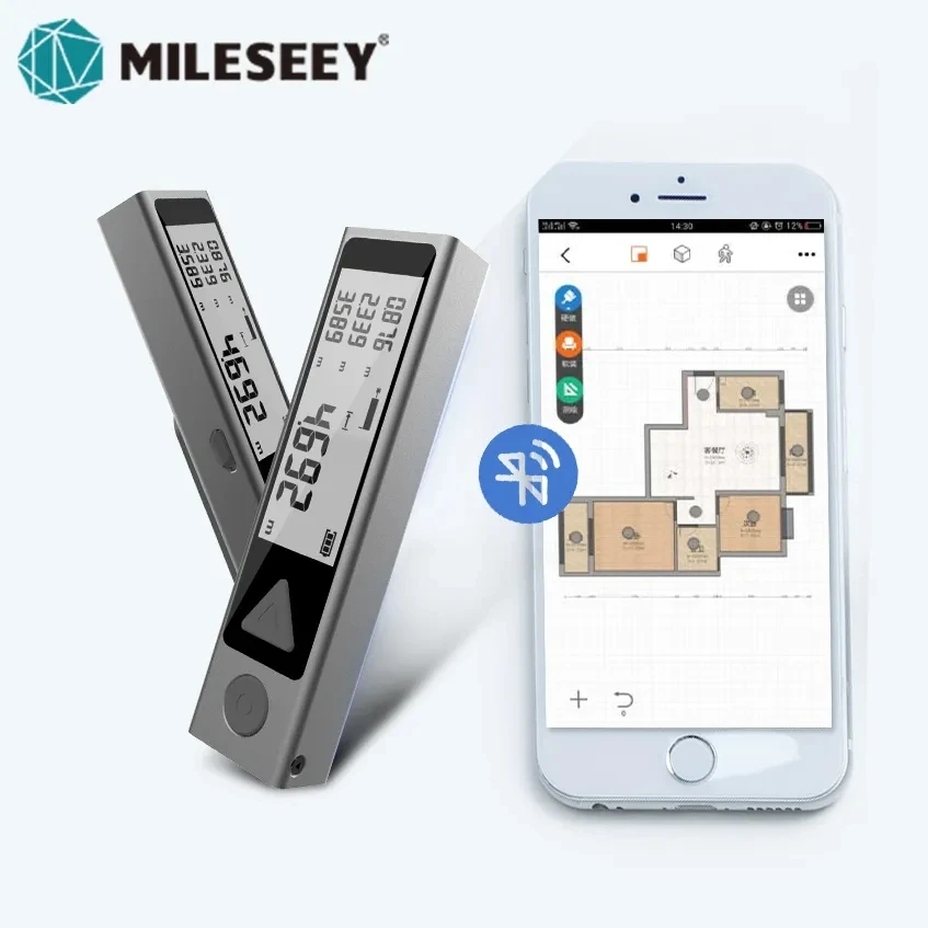 MILESEEY M120 40M Laser Rangefinder Tape Measure Roulette with Wheel ,with English Broadcasting