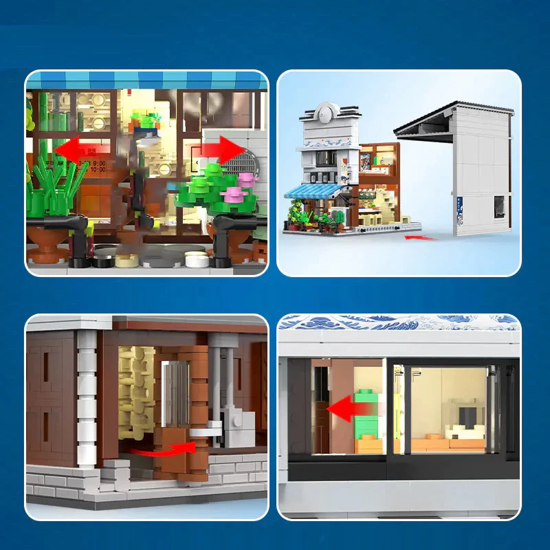 日本の寿司屋レストランビルディングセット 1665 個アパートストアモデルモジュラービルディングブロック大人クリスマスおもちゃギフト