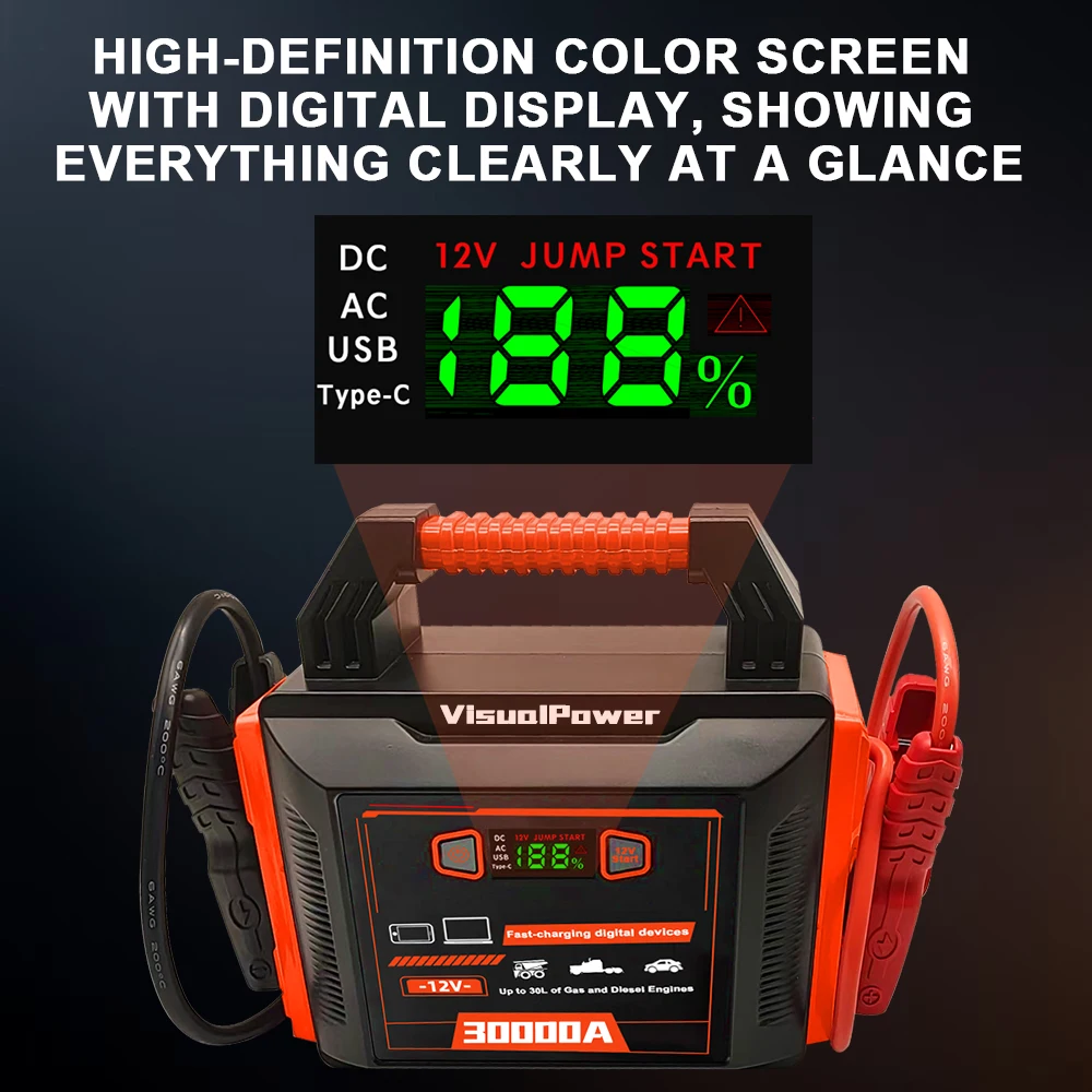 Heavy Duty Truck Battery Booster Pack Jump Starter Pack Box 12v / 24v 30000 Amps