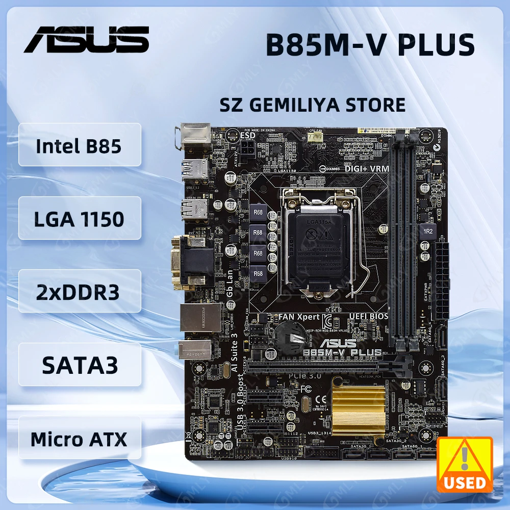 ASUS B85M-V PLUS Motherboard LGA 1150 Intel B85 support i7-4790 4770T 4570 4130 cpu  DDR3 32GB Micro-ATX