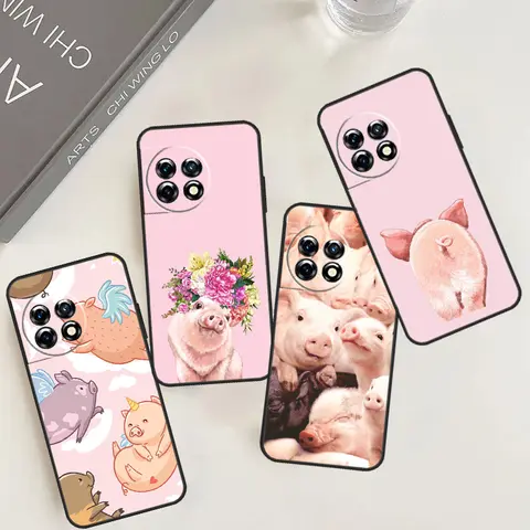 cute pig Case For OnePlus 12 11 9 10 Pro 8T 9R 10T 10R 12R OnePlus Nord 2 2T N20 N10 CE 3 Lite Cover