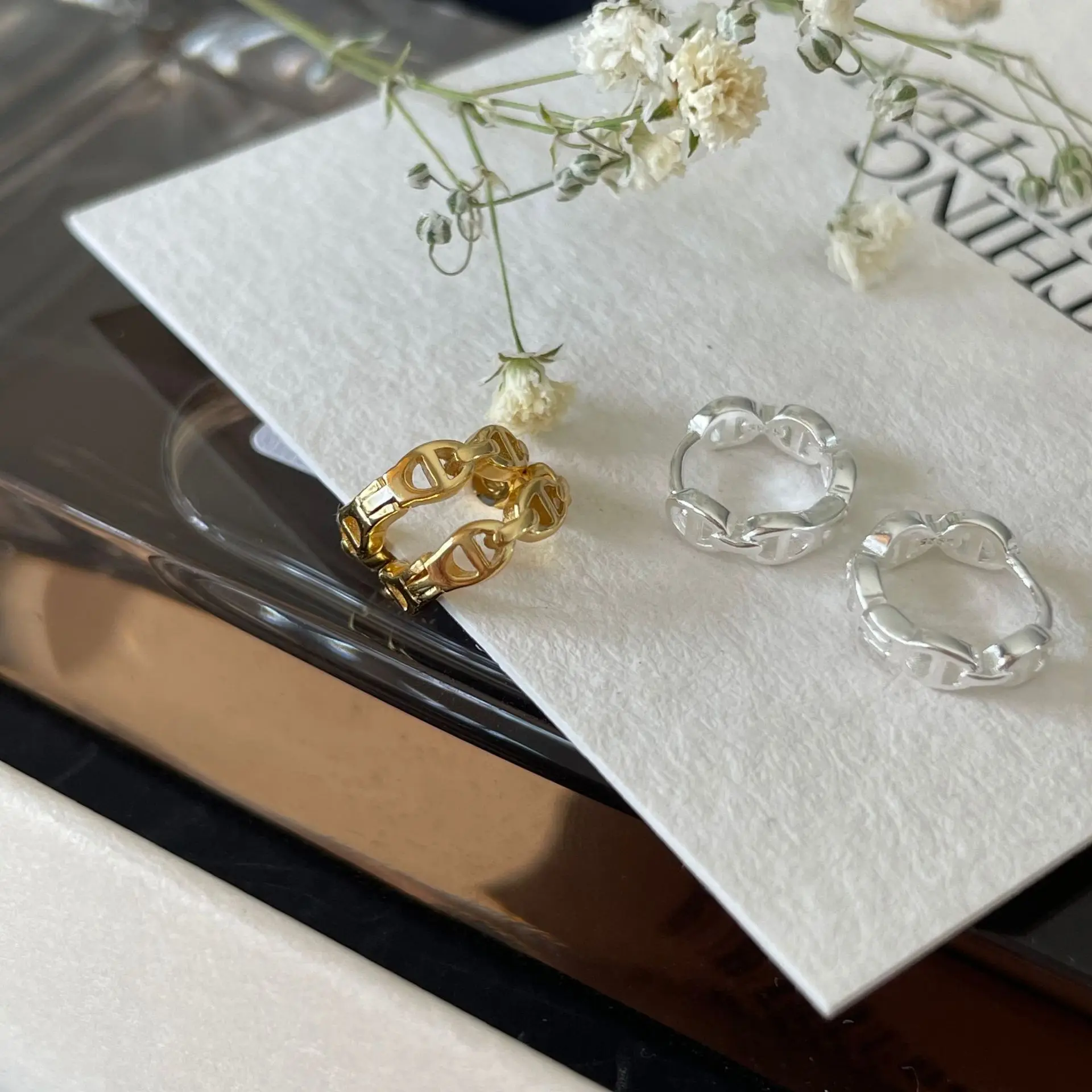 18K Gold Small 8mm Women Authentic 925 Sterling silver Ear-Bone Piercing Hoop Huggie Earrings Fine Jewelry C-C936