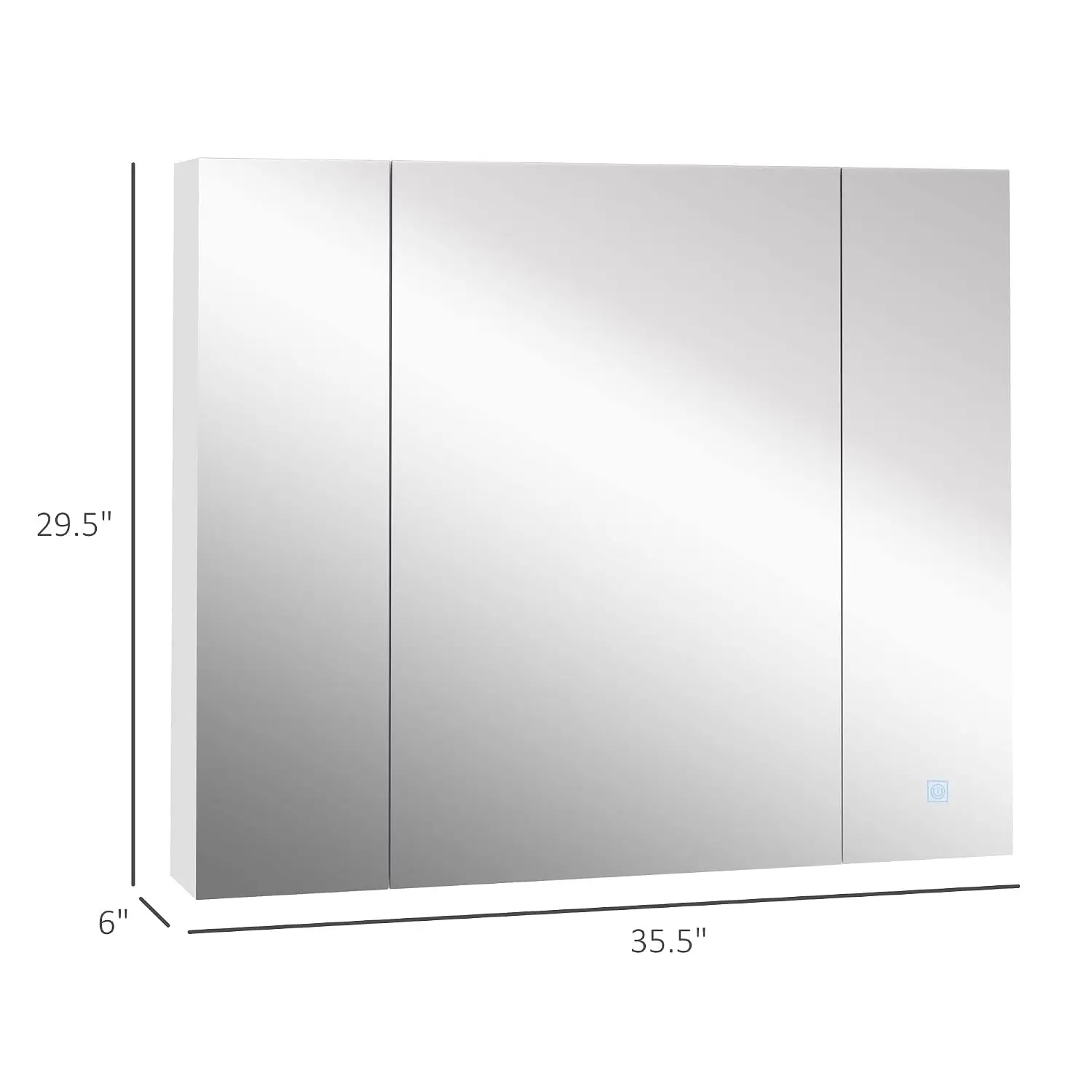 LED Medicine Cabinet with Mirror 3 Doors USB Wall Mount 35.5x29.5 Inch Bathroom Vanity Dimmer Touch Switch, Customized