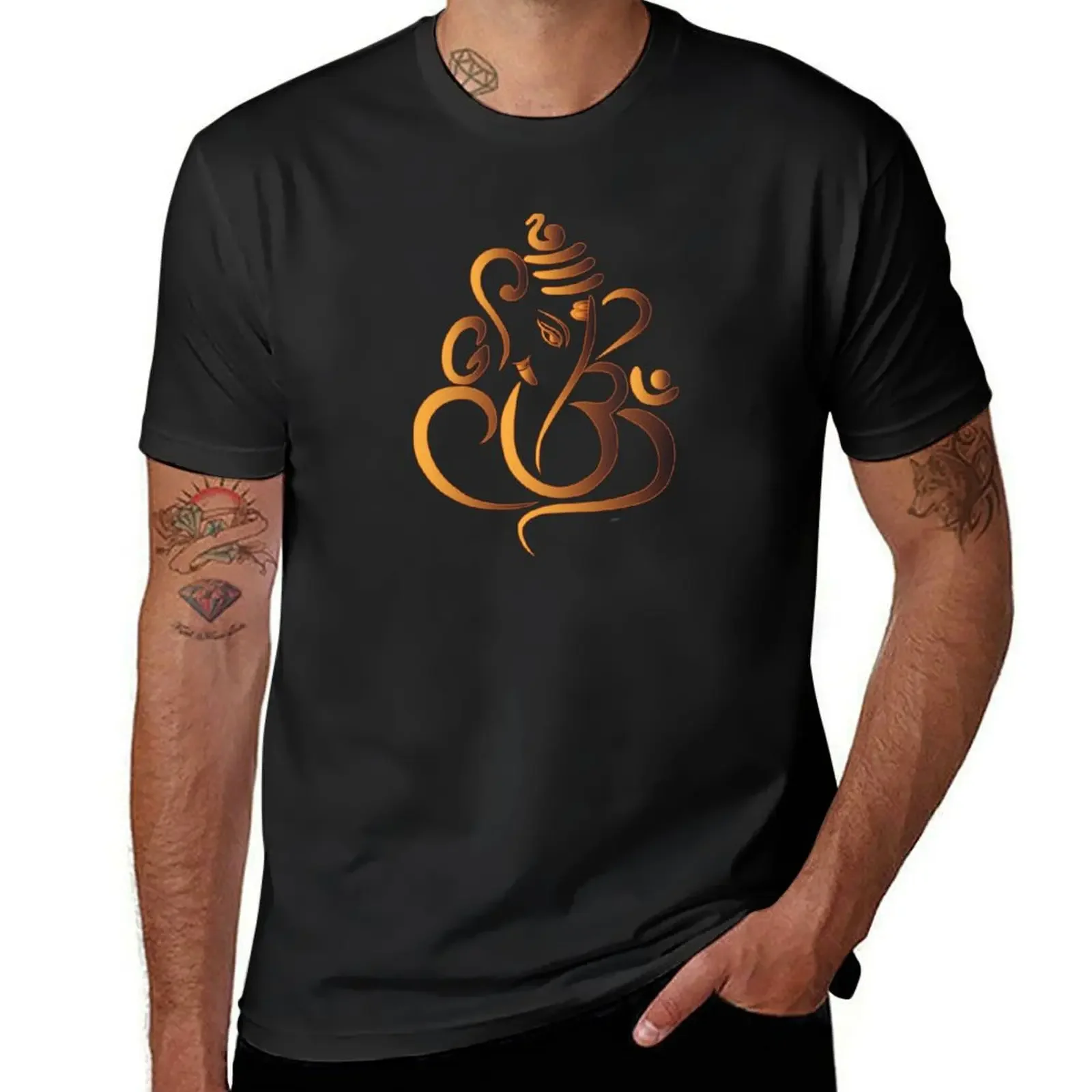 Ganesh Form Om Gam Ganapataye Namaha Unisex T-Shirt Blouse vintage clothes heavy weight t shirts for men