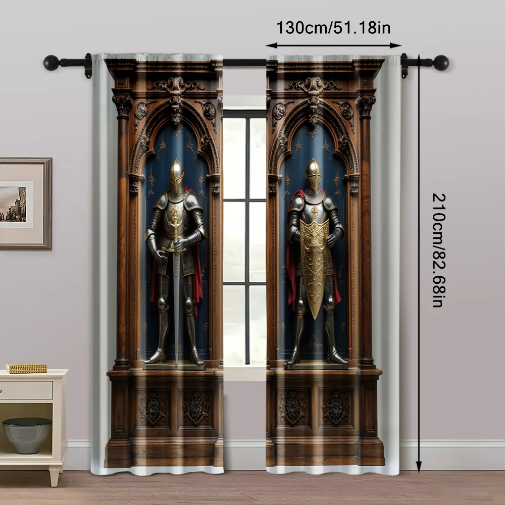 

2 шт., светофильтрующие шторы, средневековая рыцарская броня, ткань (без стержня), праздничное использование для декора гостиной и кухни