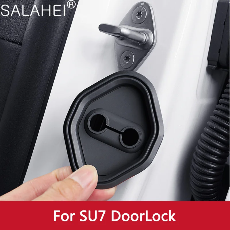 Car Door Lock Cover Fit for Xiaomi SU7 Auto Door Mute Damping Cushion Silicone Anti-scratch Anti Rust Protect Buckle Accessories