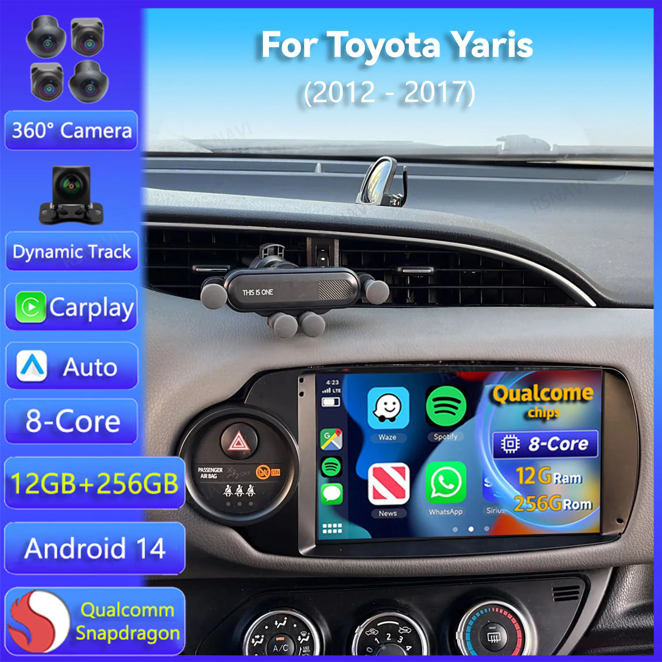 Android13 Carplay Auto For Toyota Yaris 2012 2013 2014 2015 2016 2017 Multimedia Car Radio Player WIFI+4G BT Stereo Touch Screen