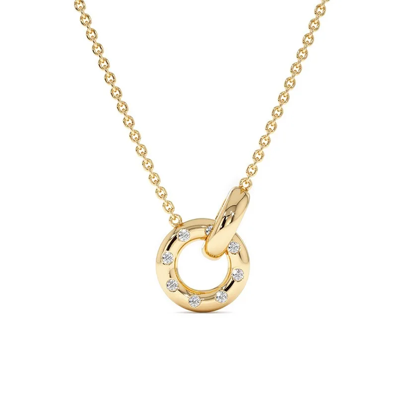 Minimalist Round Rhinestone Necklace, Trendy Ins High-end Circular Pendant, Versatile Statement Necklace Fashion Accessory