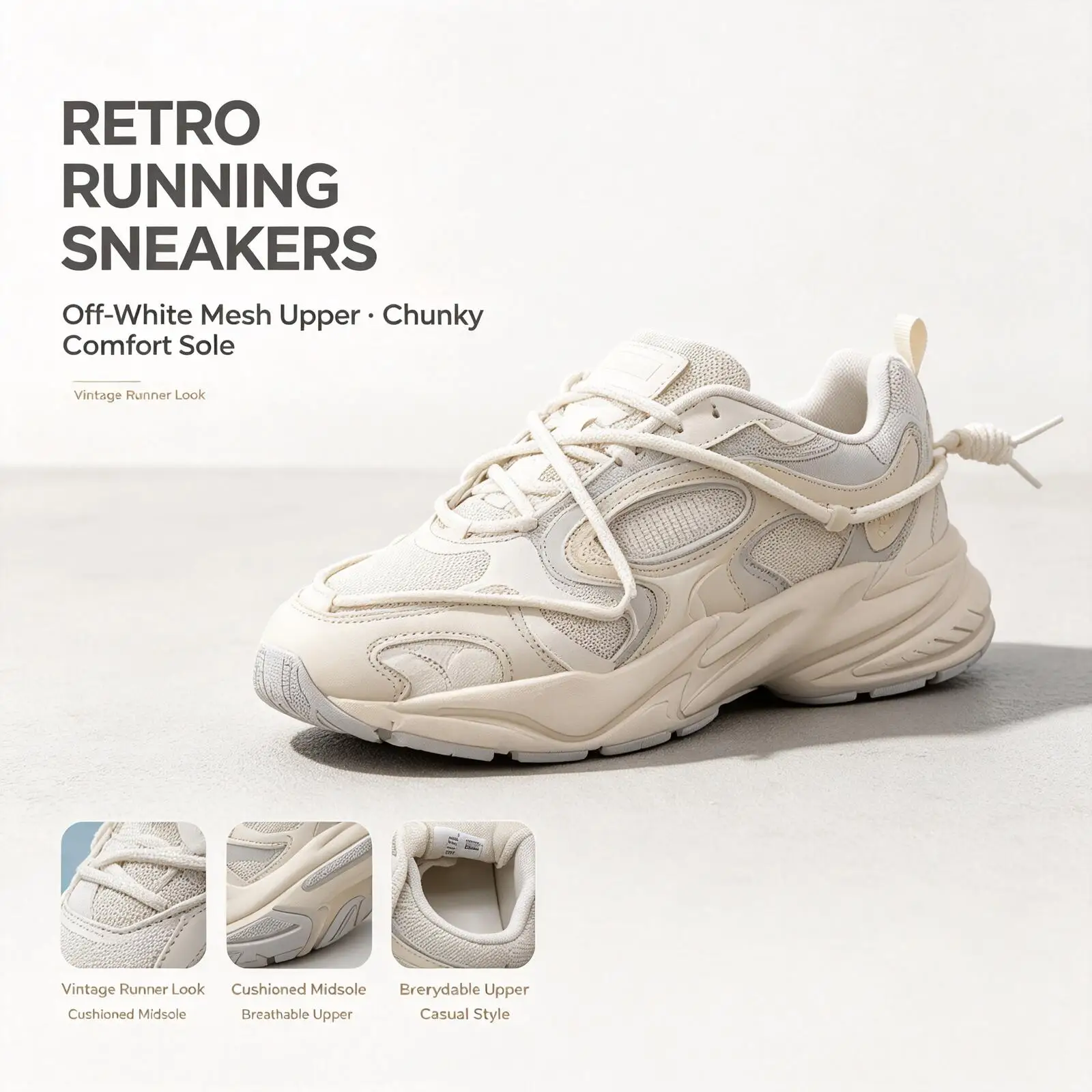 Puma Brandname Off-White Retro Running Sneakers Mesh Upper Chunky Cushioned Midsole Vintage Runner Casual Walking Shoes406669-01