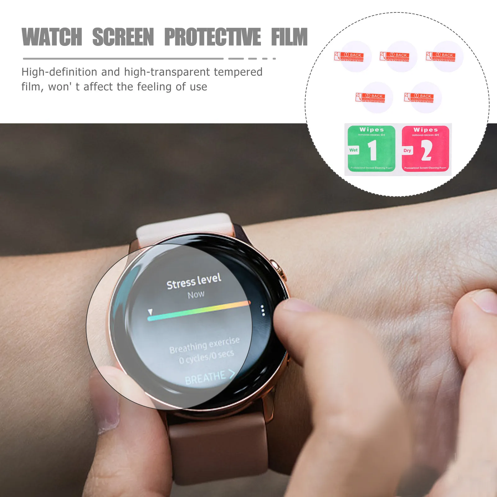 5Sets High Definition Tempered Glass Watch Screen Protector Explosion Proof Anti Scratch Dust Proof Sweat Resistant Smooth Edge
