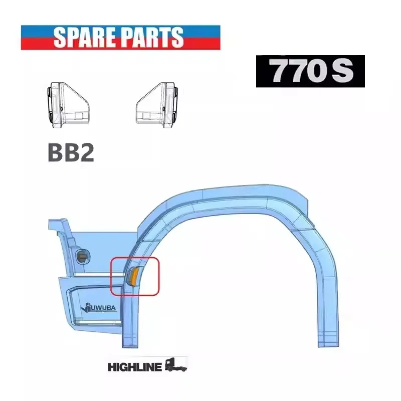 770S LED Front Wheel Eyebrow Lights 3V Yellow BB2 for 1/14 Tamiya RC SCANIA 770S 6X4 56368 8X4 56371 Romote Control Toy Parts