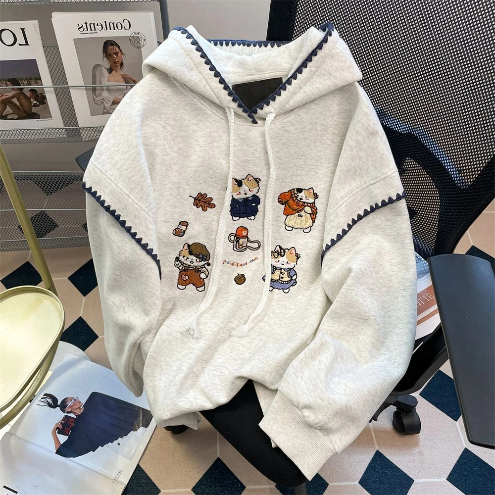 

Мужская повседневная свободная толстовка большого размера на осень-зиму, утепленная, из полиэстера, стандартного кроя