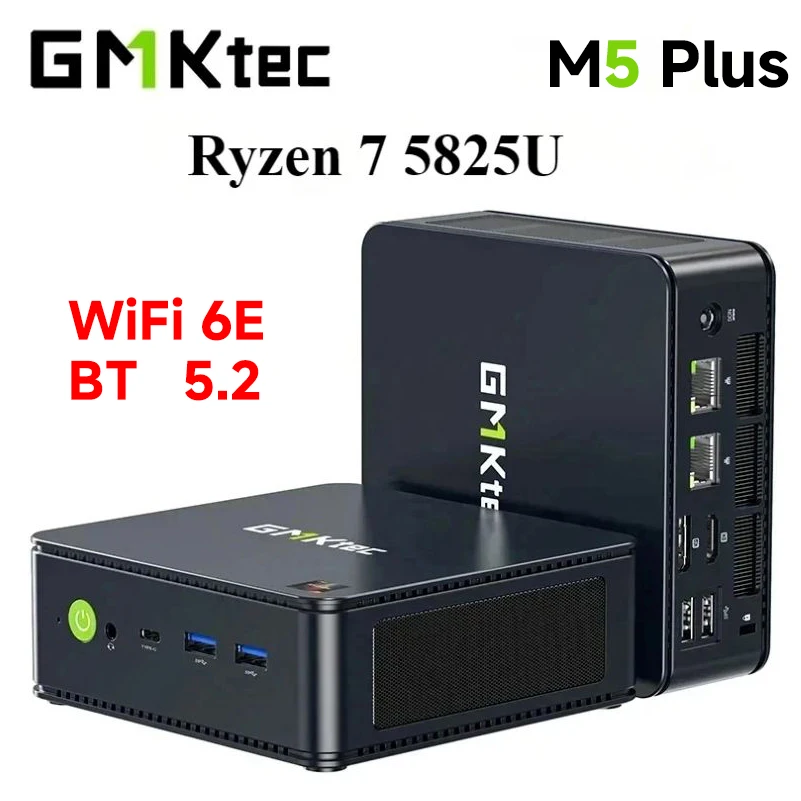 كمبيوتر صغير GMKtec M5 Plus Ryzen 7 5825U Win11 Pro Dual DDR4 NVMe M.2 SSD WiFi 6E BT5.2 كمبيوتر ألعاب مكتبي ثلاثي العرض #1