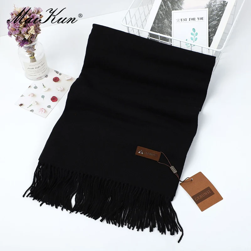 Maikun Scarf For Women Autumn And Winter New Solid Color Cashmere Warm Thickened Wool Scarf Shawl Dual-use Unisex Shawl Bufandas