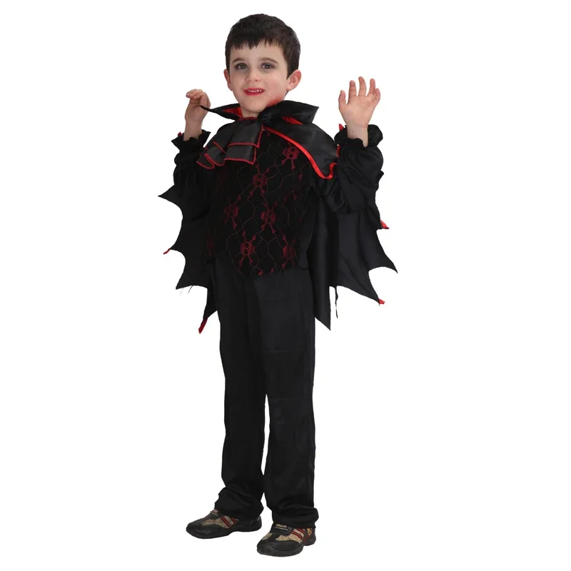 ZA01 Kids Halloween Costume Vampire Dracula Cosplay Suits with Vampire Cloaks Boys Party Cosplay Clothes OutfitsZa0@