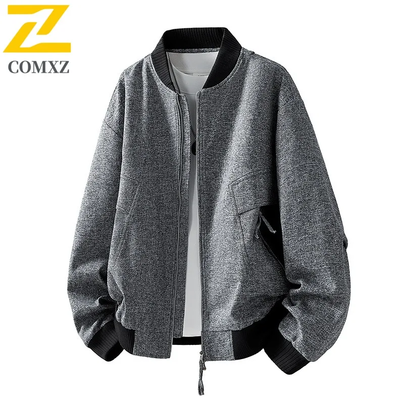

COMXZ Комфортная мужская куртка премиум-класса для пеших прогулок, путешествий, ветрозащитное пальто, традиционная легкая износостойкая осенняя одежда с воротником-стойкой