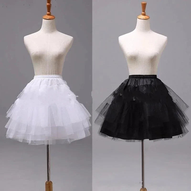 New Spring Design White Black Short Petticoats Women A Line 3 Layers Underskirt For Wedding Bridal Bride