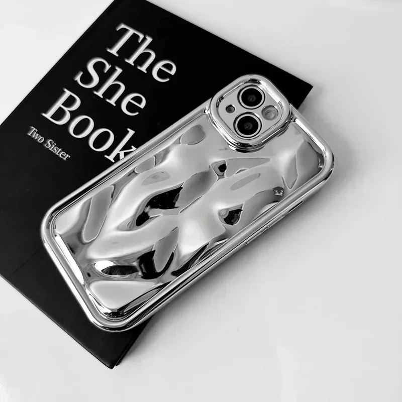 Luxury plating 3D Lunar crater bumper soft silicon phone case for iphone 15 14 13 12 11 Pro Max Plus XS X XR Cute Back Cover