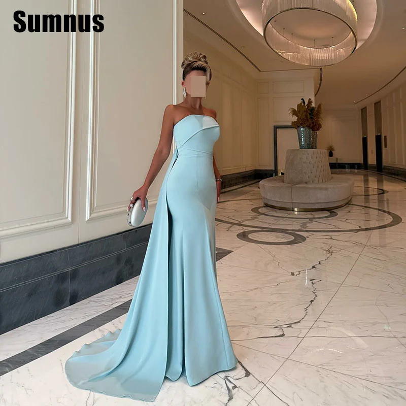 

Sumnus Elegant Mermaid Evening Dress Strapless Floor-Length Sleeveless Prom Dresses 2025 فساتين سهرة Customized
