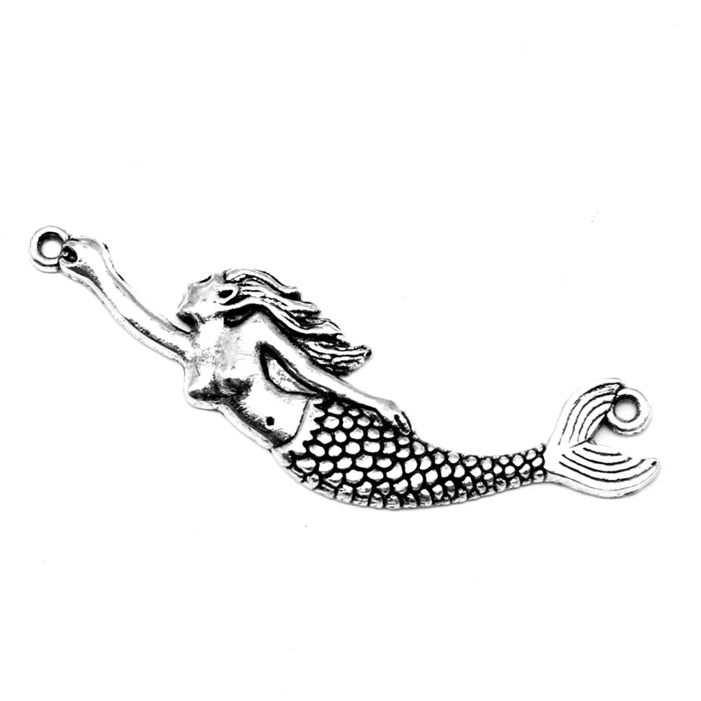 40pcs Wholesale Jewelry Lots Mermaid Charms Pendant Supplies For Jewelry Materials 60x15mm