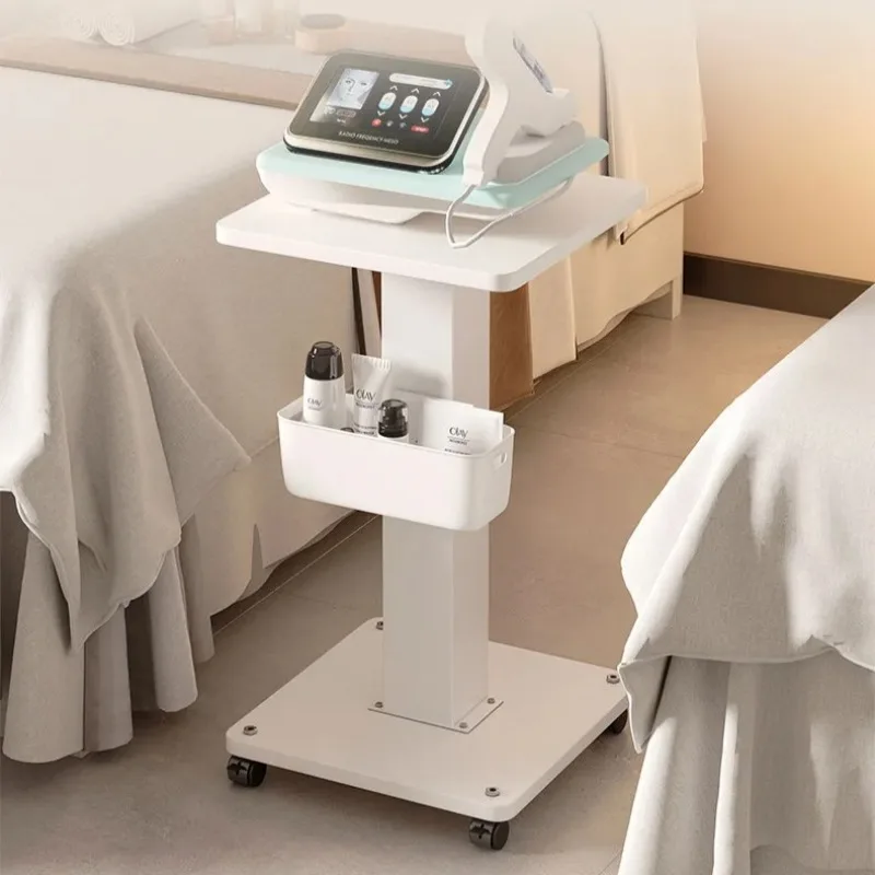 Beauty Equipment Rolling Cart, Small Trolley for Salon with Hydraface Stand, Mobile Storage Rack for Facial Machines Tools