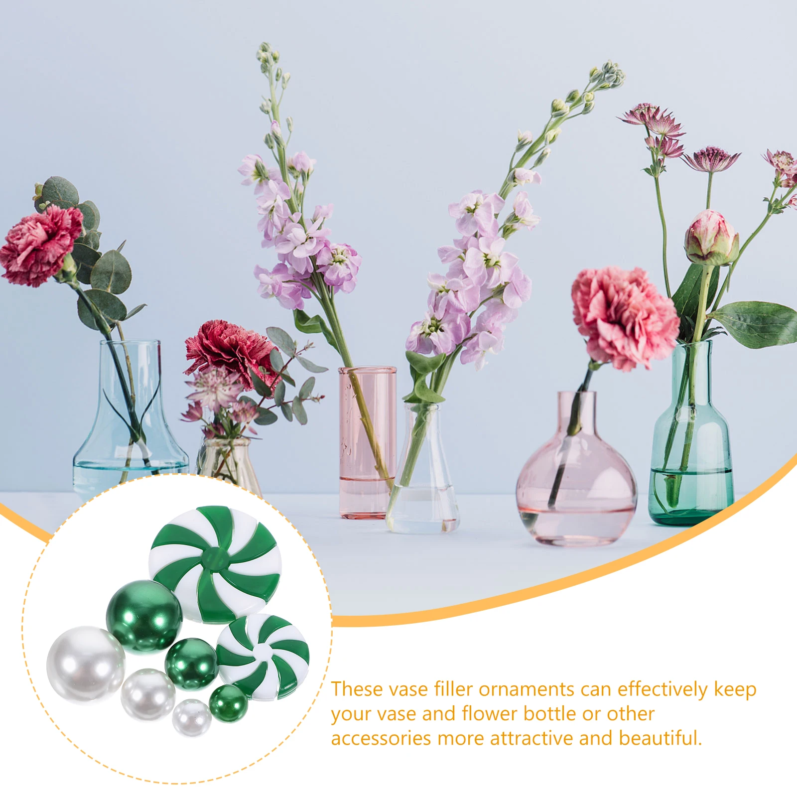 

1Set Christmas Floating Charms Vase Filler Acrylic Beads Candy Shape Vase Decor for Floating Candles Event Decoration