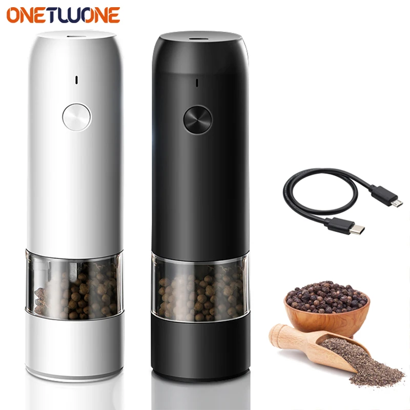 1/2pcs Electric Salt and Pepper Grinder,USB Rechargeable Automatic Salt Pepper Mill Grinder,Adjustable Coarsenes,for Kitchen BBQ