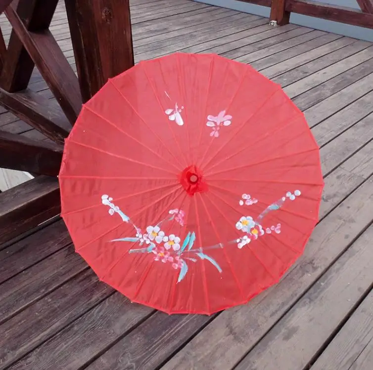 50pcs Chinese art umbrella hand-painted flower design bamboo frame silk parasol for bride & bridemaid SN4149