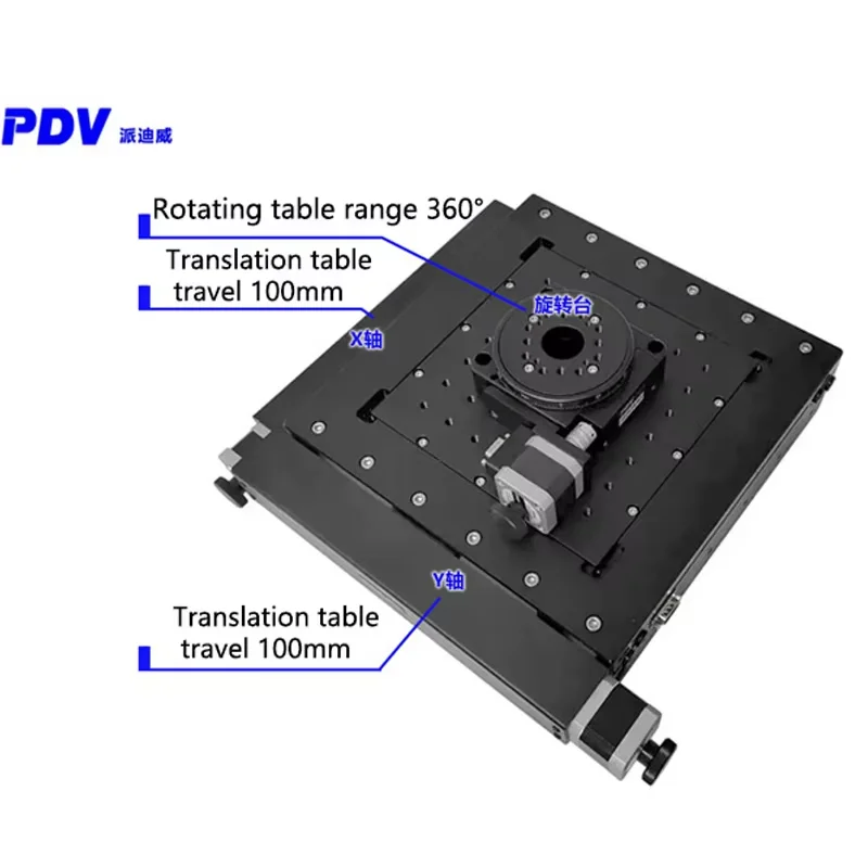 2-Axis Linear Plus Rotation XYR Motorized Three-axis Combined Stage XY Translation Table Electric Lifting Slide Table