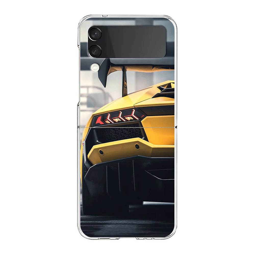 Phone Case For Samsung Galaxy Z Flip 3 4 5 Hard Folding Clear PC Bumper Super Car Sport For Samsung Z Flip 6 Back Cover