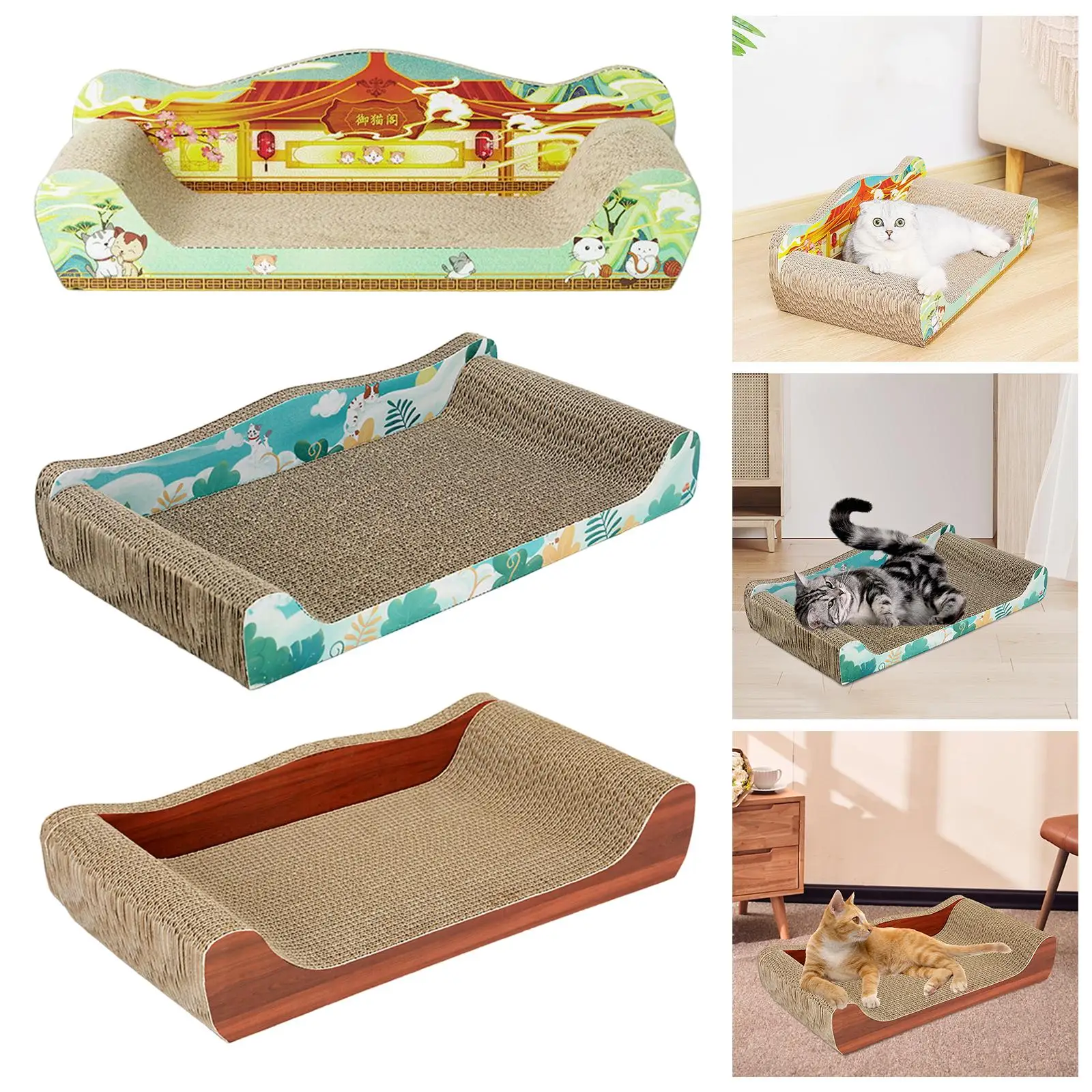 Cat Scratching Pads Cardboard Pet Sleeping Bed Scratcher Sofa Board Mats Bed for Puppy Scratchers Interactive Lounge