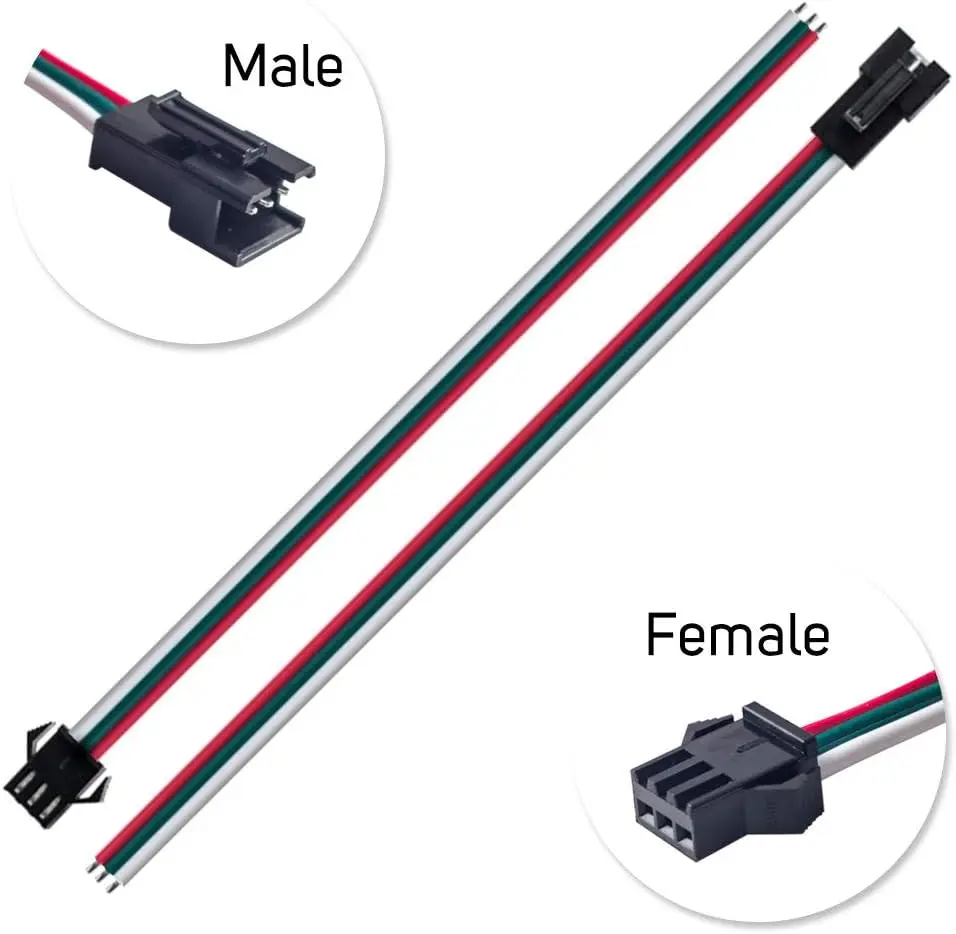 20 أزواج JST SM 3 دبوس 15 سنتيمتر موصلات ل WS2812B WS2811 WS2812 WS2814 SK6812 FOCB CCT LED قطاع أنثى ذكر 15 سنتيمتر 22awg سلك