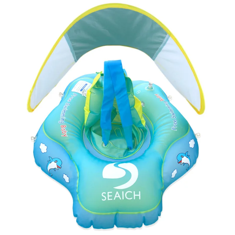 Sunscreen Awning Baby Swimming Ring Children Swimming Ring Newborn Double Air Bag Anti-rollover  Baby Swimming Float