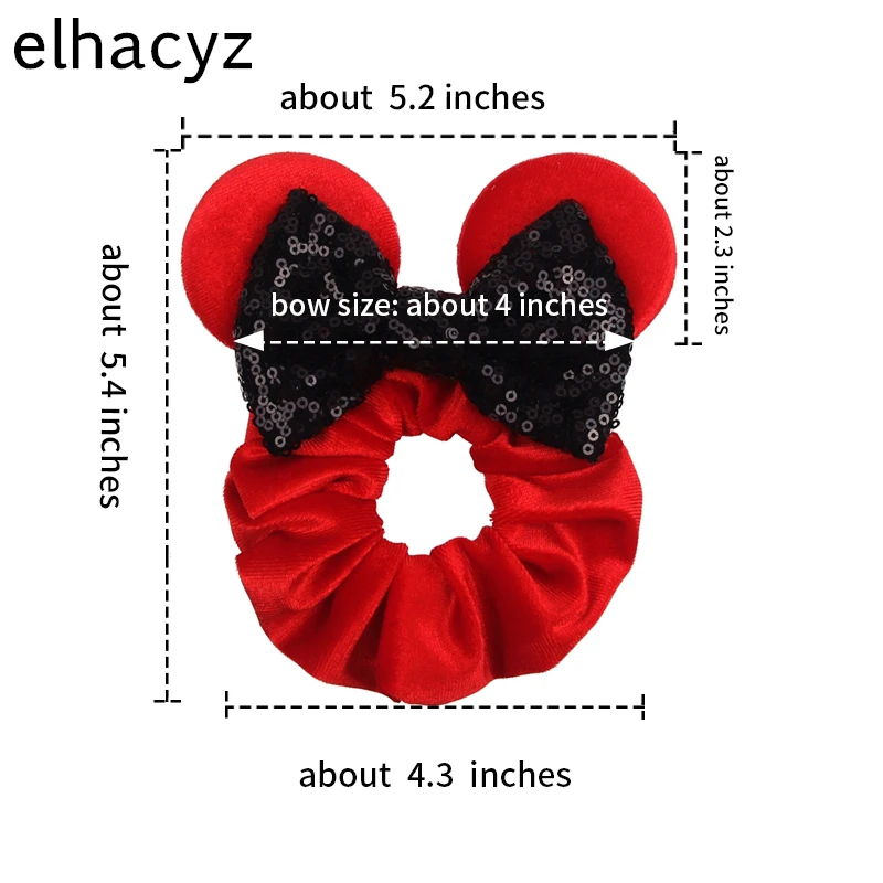 Fashion Minnie Ears Cartoon Hair Scrunchies Velvet Hairbands For Girls Sequins Bows Headband Women Kids Party DIY Decoration