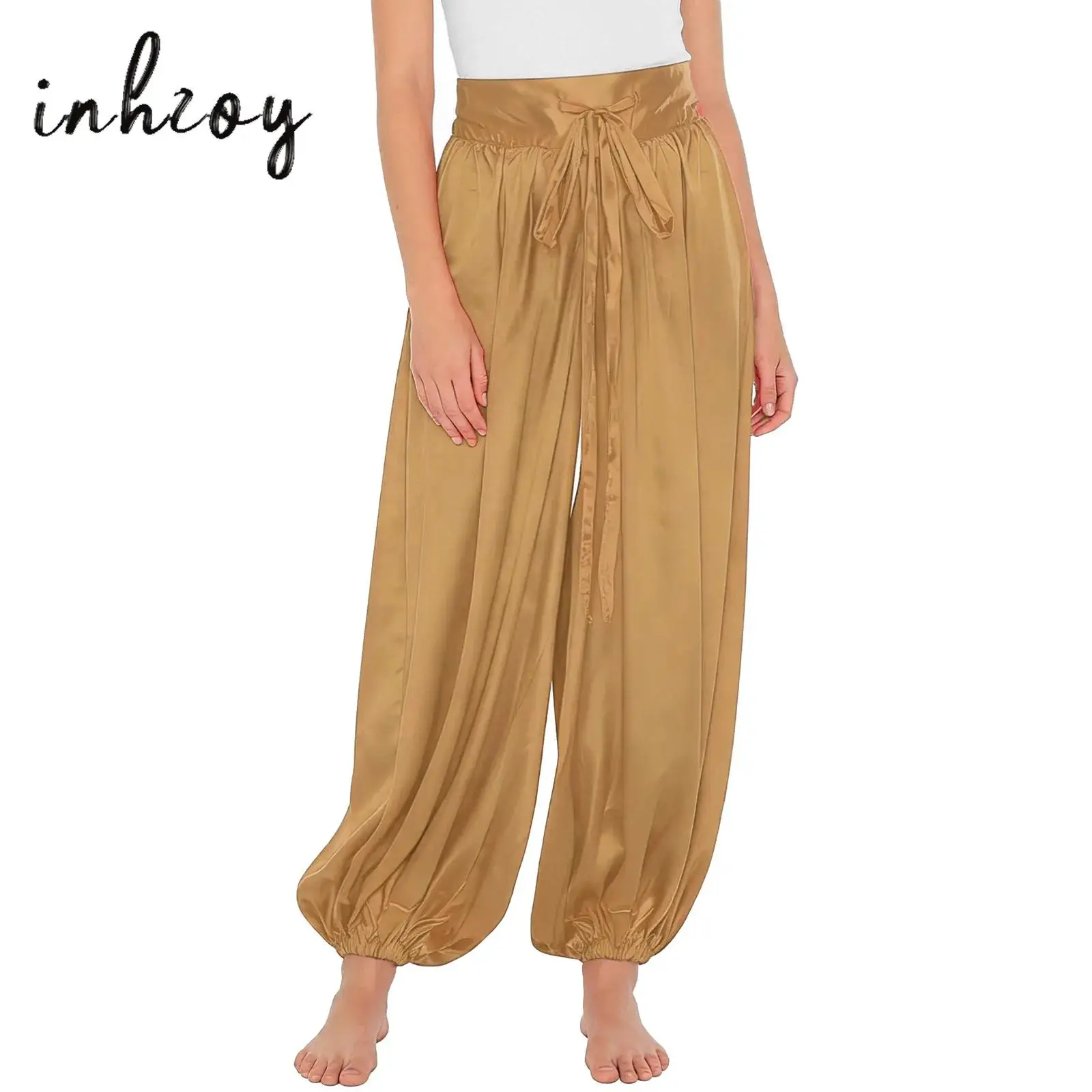 

Women Loose Pants Satin Belly Dance Costume Bloomers Stage Performance Arabian Prince Bellyance Trousers Party Carnival Outfit