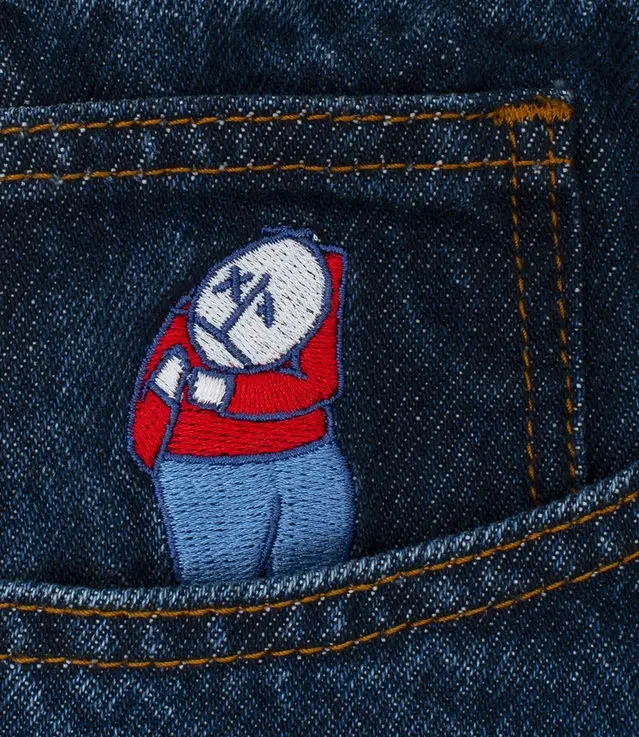 Big Boy Shorts New Y2K Retro Blue Casual Jeans Harajuku Hip Hop Cartoon Graphics Embroidered Baggy Shorts Mens Womens Streetwear view 4