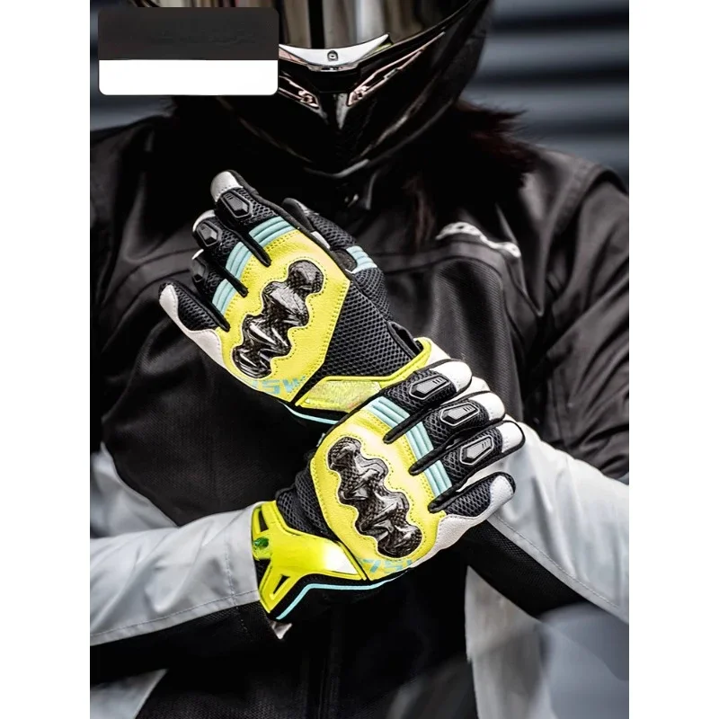 Scoyco Motorcycle Riding Gloves Carbon Fiber Knight Motorcycle Drop-Resistant Racing Full Finger Gloves Women's Summer Pulse