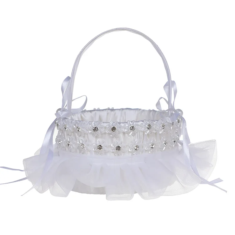 

1pcs, Festival, White Bridal Flower Girl Scattering Basket Simple Hand-held Flower Basket, Wedding Supplies, Wedding Decoration