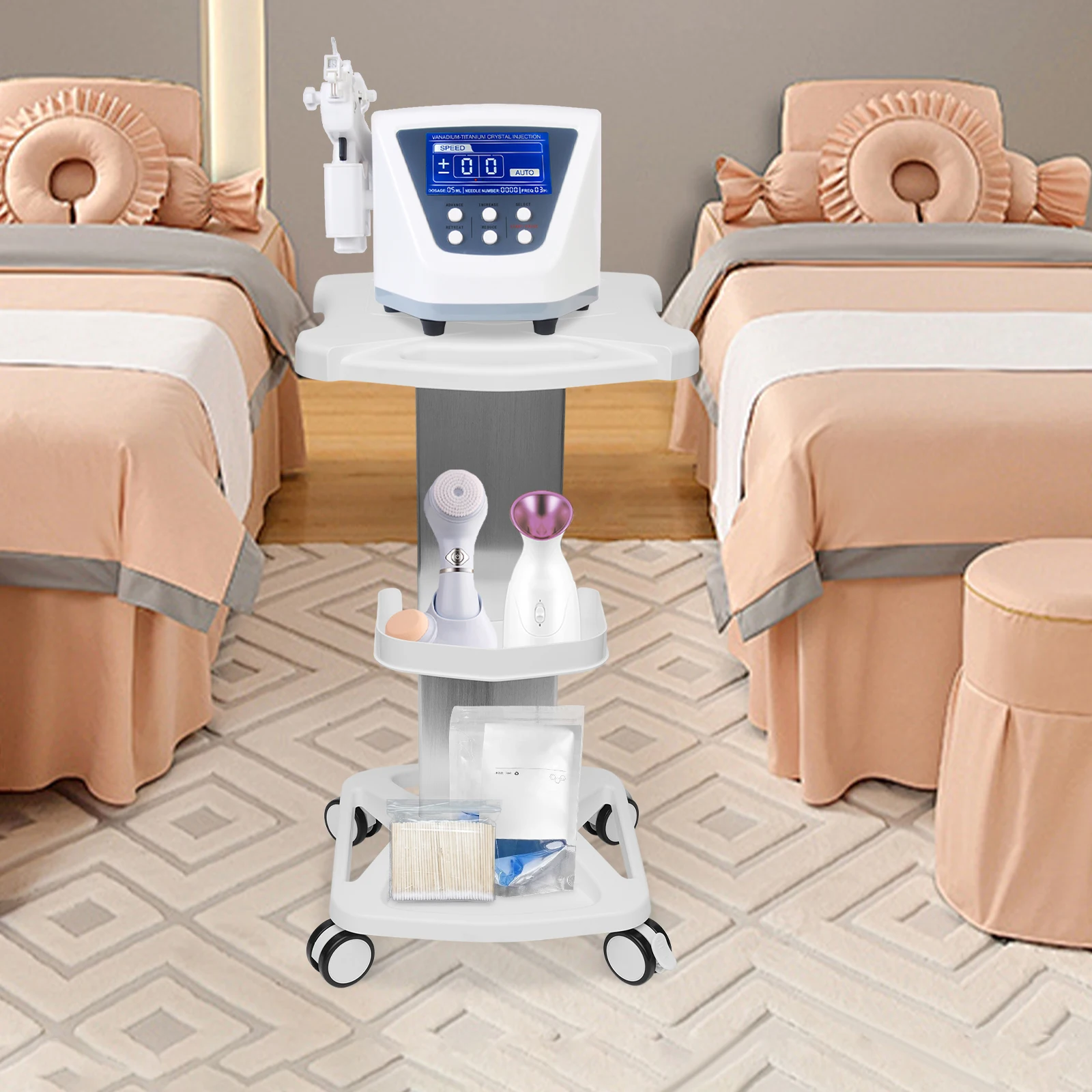 

3 Tiers 28.74in Beauty Salon Trolley Cart, Beauty Instrument Trolley White