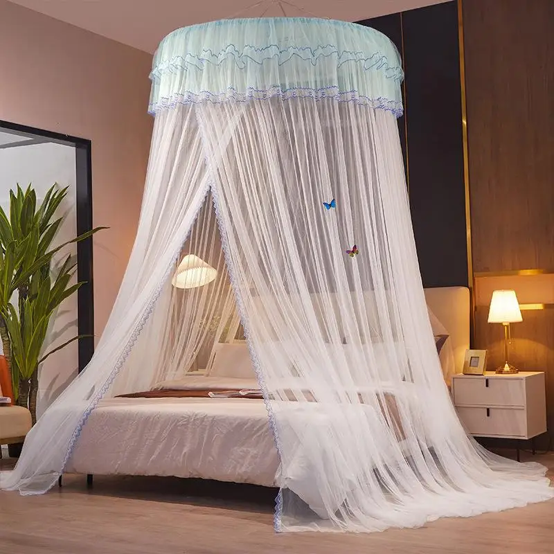

Princess Style Mosquito Net Hanging Dome No Installation Required Breathable Bedding Iron Frame Universal Mesh Top
