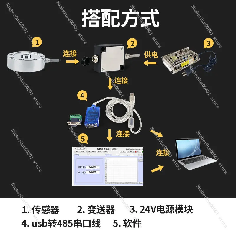 Computer Software Acquisition Device DNXS Force Sensor Real-time Data Collection Generates Curve Graph and Saves It